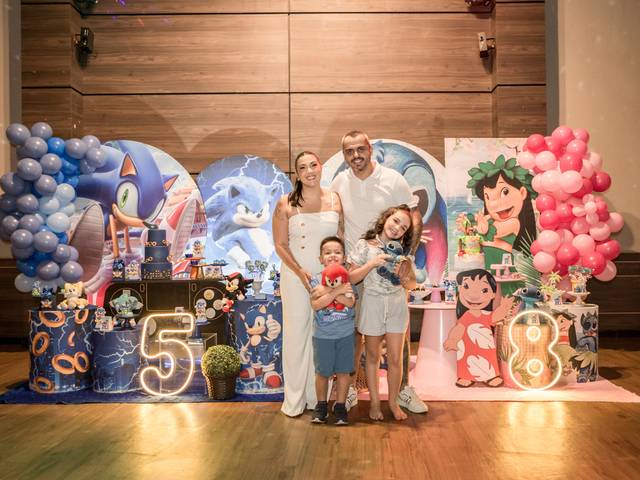 Aniversário de criança de 8 anos Rafaela e 5 anos Gabriel