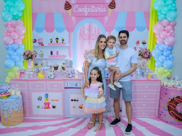 Festa Infantil de ANIVERSÁRIO DE MARIA CLARA E BERNARDO COM TEMA CONFEITARIA