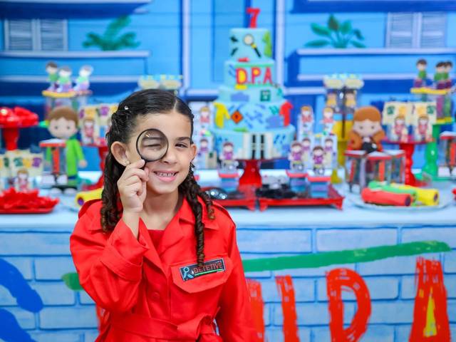 Festa Infantil de ANIVERSÁRIO DE 7 ANOS DA LAURA COM TEMA DETETIVES DO PRÉDIO AZUL - DPA