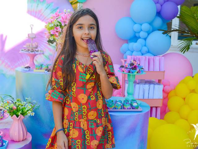 Festa Infantil de Festa em Casa - Tie Dye Day - Novo Leblon - Mariana Faz 8 Anos - Barra da Tijuca 