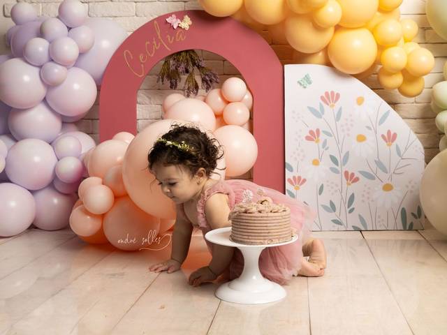 Smash the cake de 1 aninho da Cecília