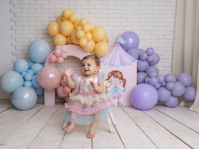 Smash the cake de 1 aninho da Sara- tema circo rosa