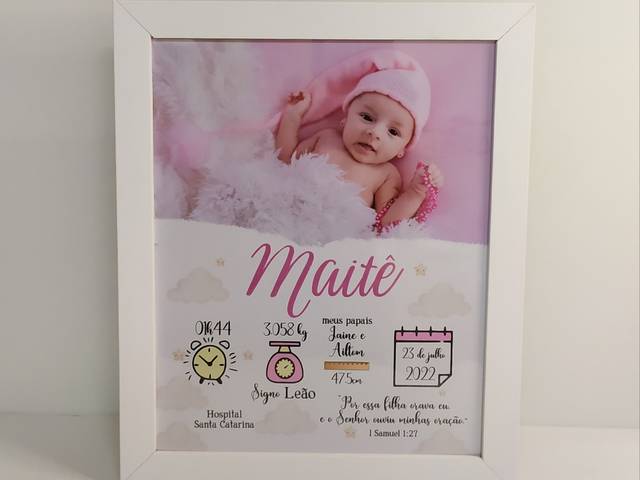 Bebê de Porta Retrato dados do bebê