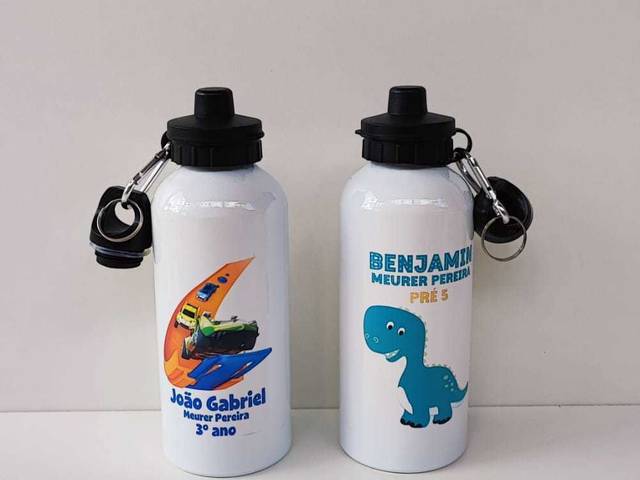 Garrafa Squeeze de Squeeze Alumínio bolinha branco