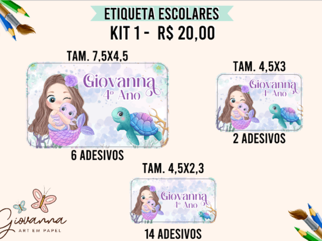 Escolar 2025 de KIT 1 ETIQUETA ESCOLAR