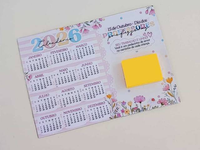Dia dos Professor 2025 de CALENDÁRIO DE GELADEIRA tamanho A5