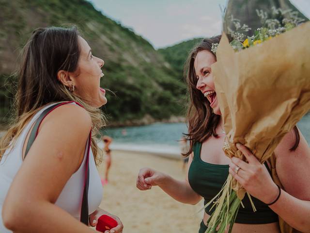 Casais de Fotografia de Pedido de Casamento na Praia Vermelha, Urca - Rio de Janeiro - RJ | Stéfani e Alex