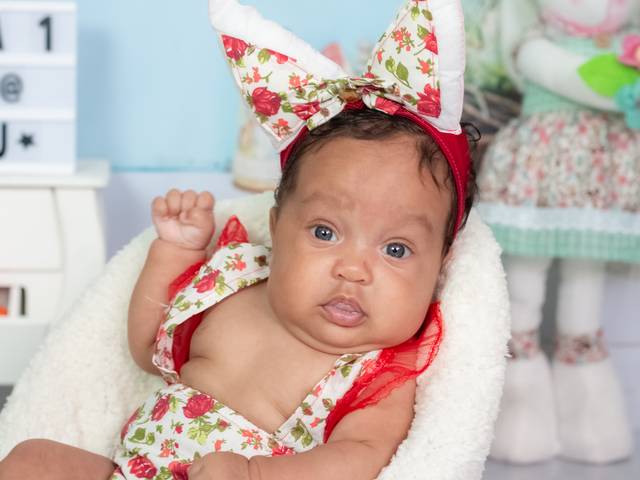 Ensaio de Bebês e Crianças de Acompanhamento mensal Manu - 3 meses