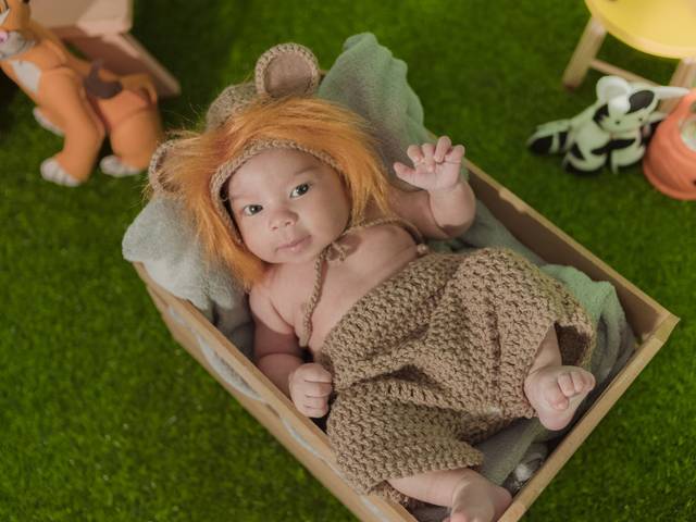 Ensaio de Bebês e Crianças de Ensaio do Arthur - 1 mês - Tema: Rei Leão