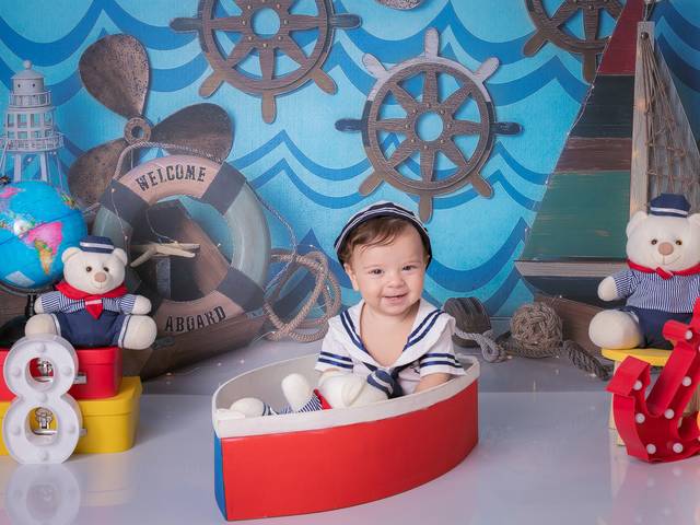 Ensaio de Bebês e Crianças de Ensaio do Matheus - 8 meses - Marinheiro