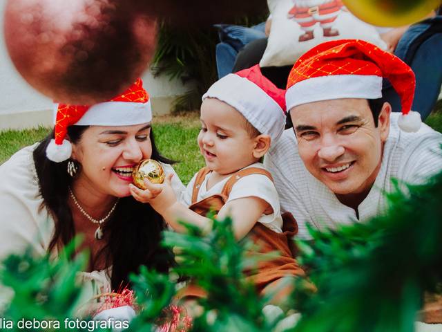 Família de Fotografia de Ensaio de Natal em Casa | Contagem-MG | Geraldo, Penha e Arthur