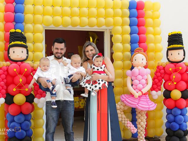 aniversário infantil de Beatriz, Rafael e Samuel fazem 1