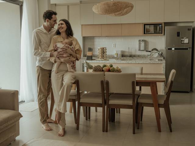 Família de ensaio em casa - Jéssica, Gian e Catarina