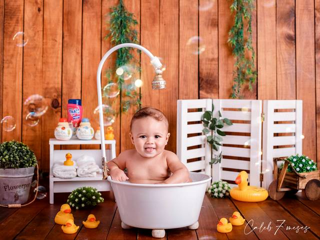 Bebês e Infantil de Caleb 7 meses - Banho