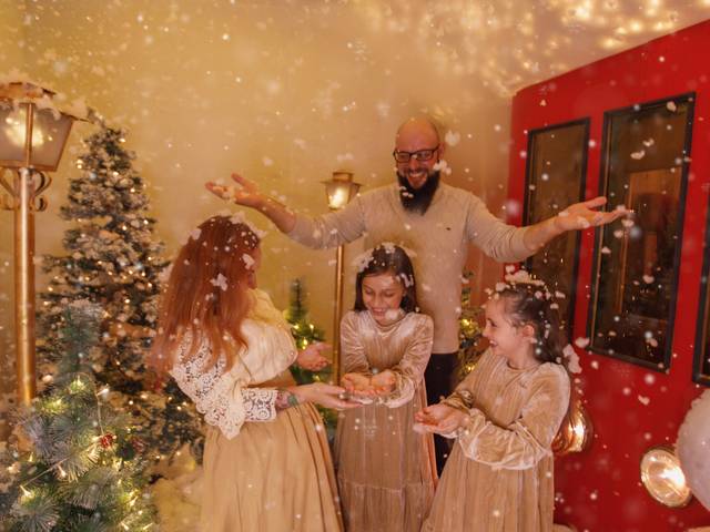 Família de Natal Mel e Bela