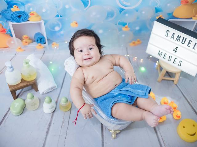 Acompanhamento mensal  de Ensaio Infantil Samuel 4 meses