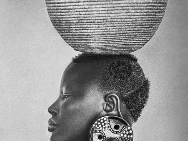 Desenho realista de Africana com sambura