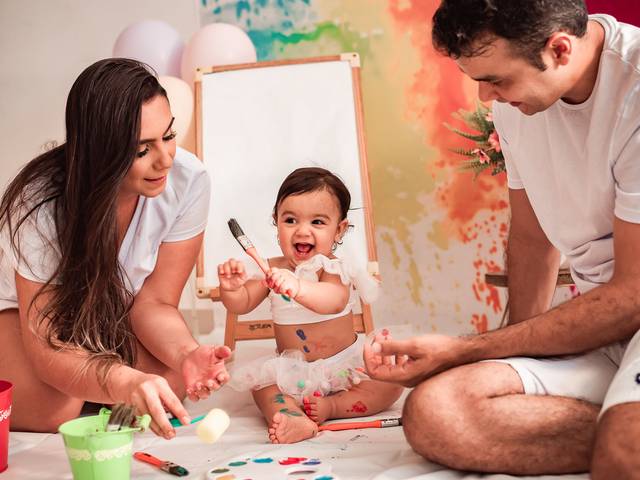 Ensaio Infantil Smash The Cake de Muitas Cores no Ensaio Smash The Cake em Família!  