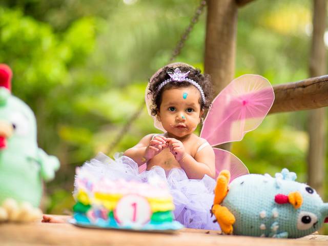 Smash the cake ou fruit de Ana Laura em seu pré aniversário da Galinha pintadinha 🐣🦋🌻 Mto lindaaaa