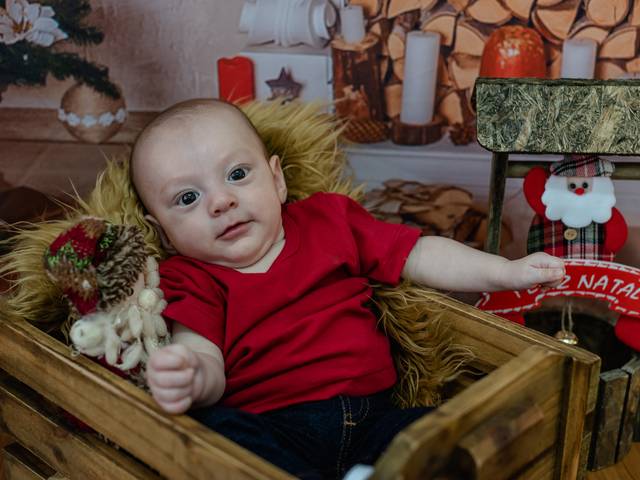 Natal de Acompanhamento Infantil - Luan 3 meses - Ensaio Temático de Natal em família