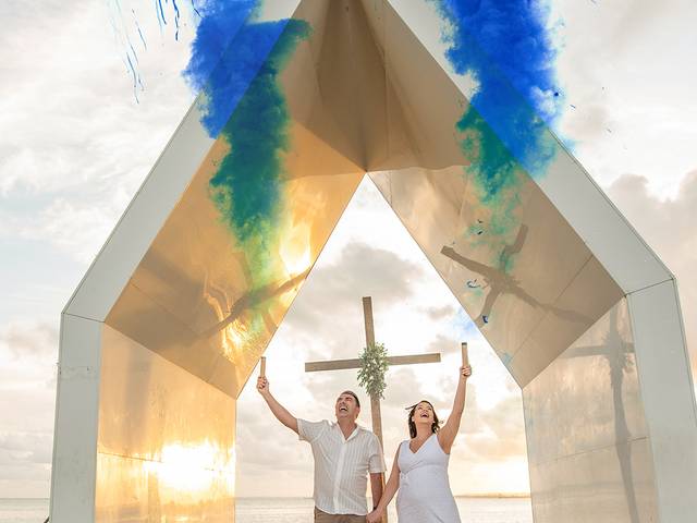 Ensaio em familia de Chá revelação em capelinha de Maceió