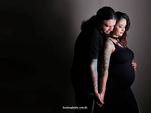 Gestante de Ensaio Gestante no Estúdio - Cinthya e Alan + Madalena