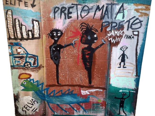 Pintura neoexpressionista de Preto matando preto