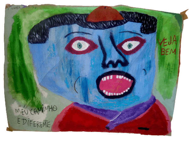 Pintura neoexpressionista de O sofrimento do homem de 59 anos