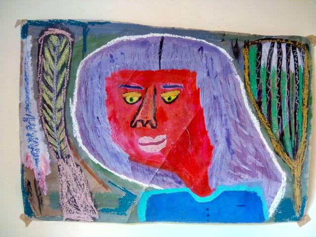 Pintura neoexpressionista de mulher distante de si mesma