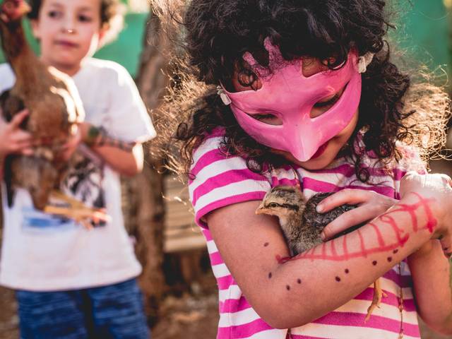 família de Otto e Rosa no quintal