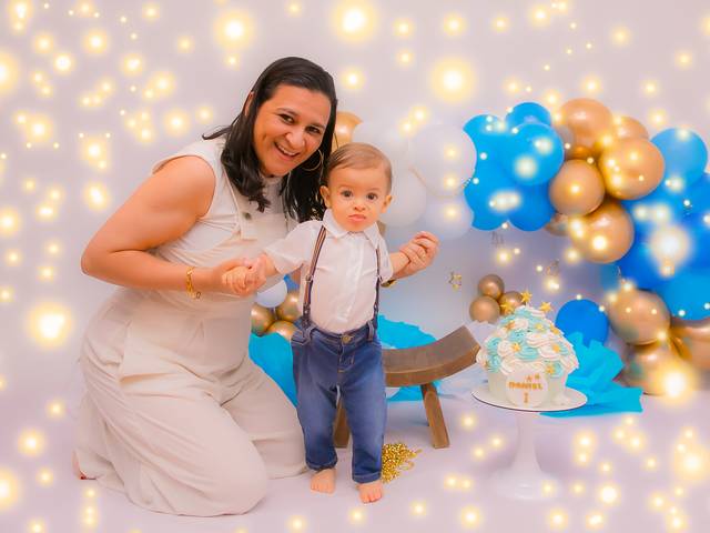 SMASH THE CAKE e ENSAIO ANIVERSÁRIO de Daniel Smash the cake! Azul e Dourado