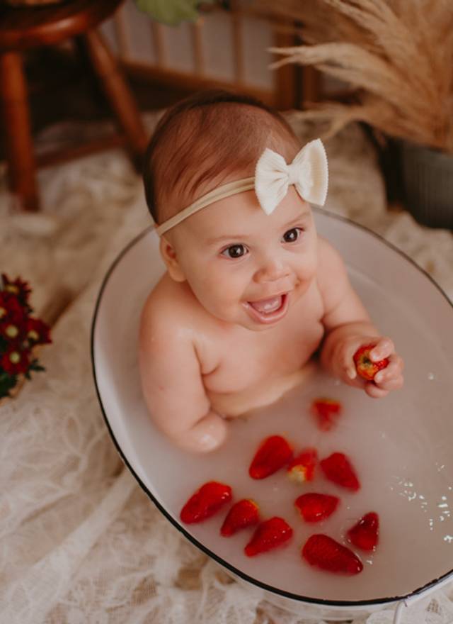 Acompanhamento de Julia 6 meses - Ensaio Frutinhas