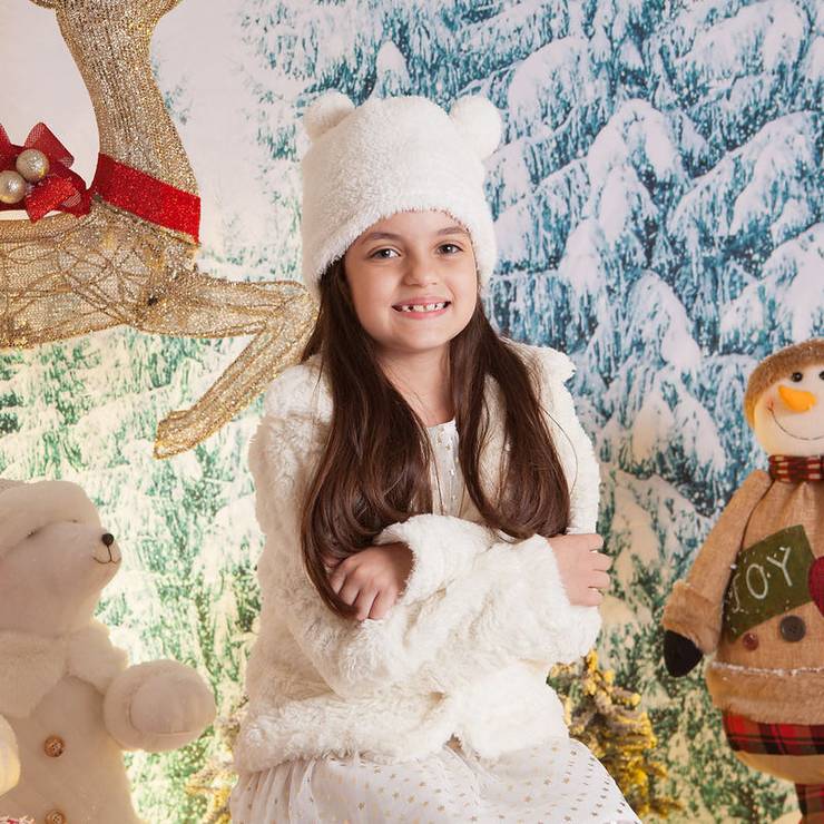 Criança de Ensaio de Natal - Cenário assinado por Márcia Colonese 