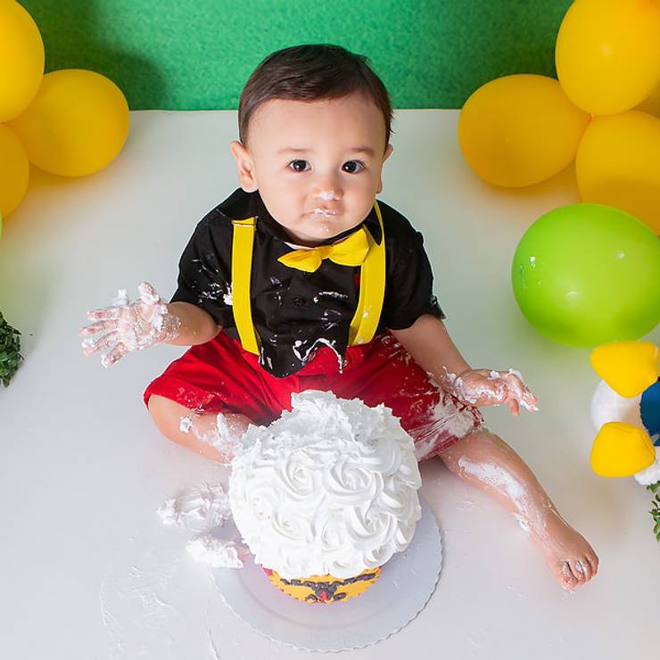 Smash the Cake de Leonardo - comemorando 1 ano com ensaio Smash the Cake