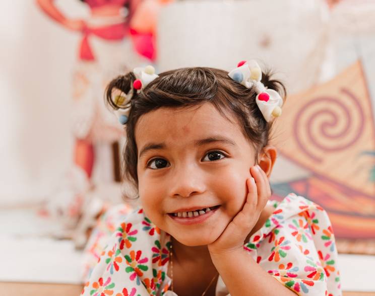 fotografia de aniversário infantil  de Catarina 3 anos – Tema Moana 