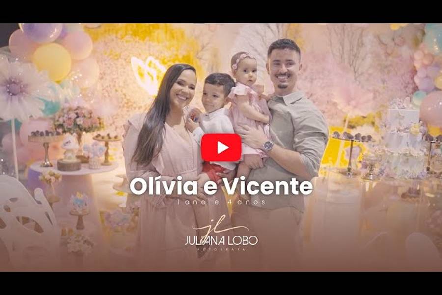 Aniversário de Vídeo - Olívia 1 aninho e Vicente 4 anos 