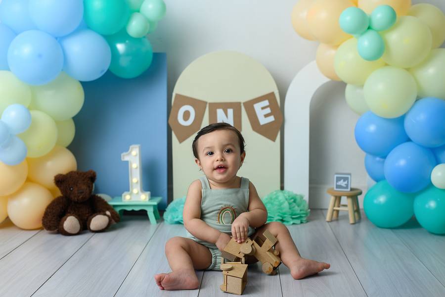 Smash the Cake de Ensaio Smash the Cake 1 ano - Candy Colors (Tons Pastéis) - Bernardo