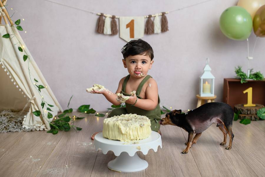 Smash the Cake de Ensaio Smash the Cake em Família - 1 ano Adriano