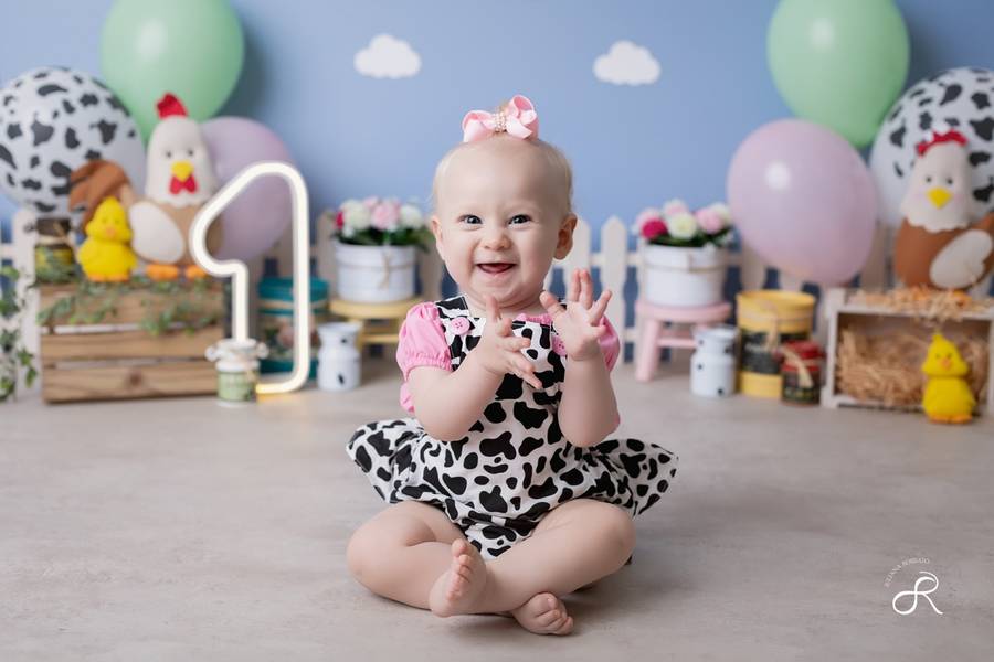 Smash The Cake e Fruit de Ensaio Smash com Frutas - Aurora - Fazendinha - 1 Ano