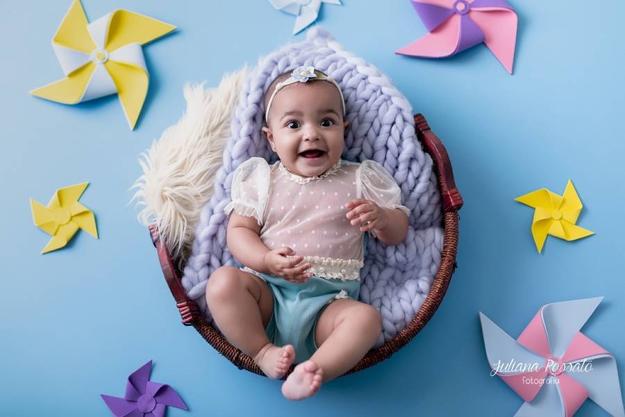 Bebês de Ensaio Infantil Bebês - Maria Julia - 7 Meses