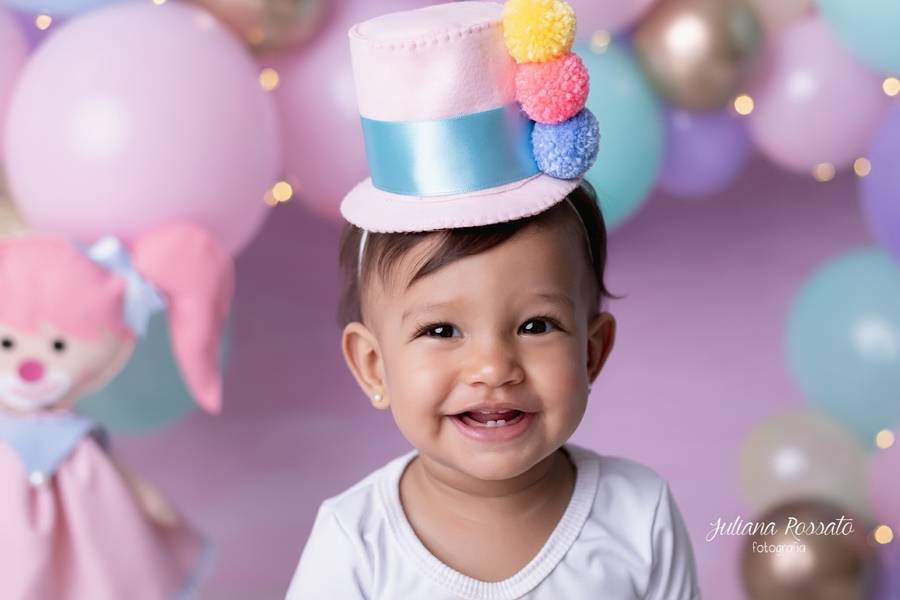 Smash The Cake e Fruit de Ensaio Smash - Natália - Circo Rosa - 1 Ano