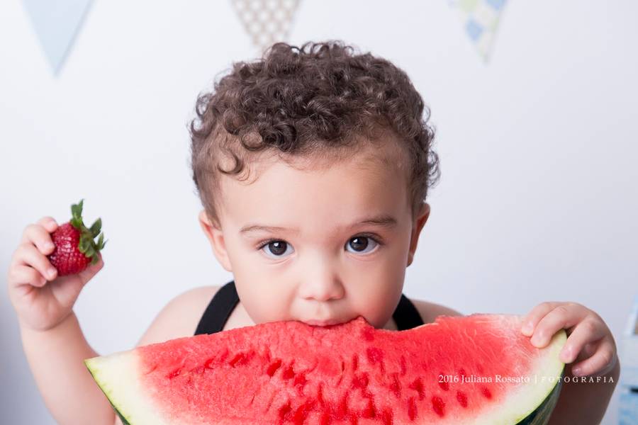Smash The Cake e Fruit de Ensaio Smash com Frutas - Gustavo - 1 ano