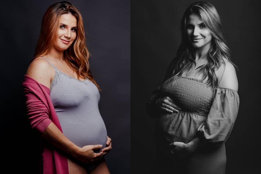 Gestante em Estúdio de Carol Mattioli no sexto mês de espera da Cecília