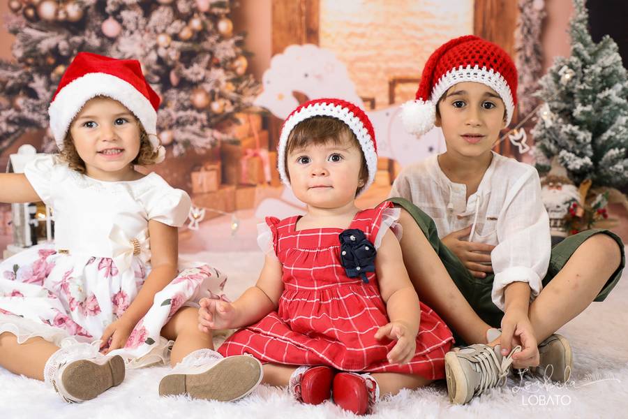 Mini Sessão de Natal do Miguel, Laura e Luiza