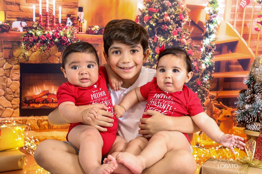 Mini Sessão de Natal do Cadu, Bernardo e Giovana