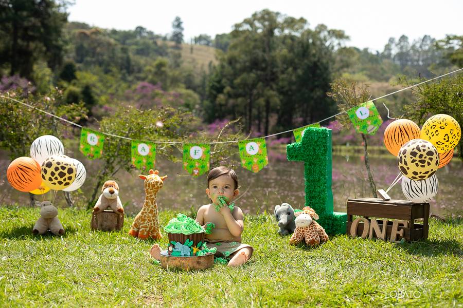 Crianças de Smash The Cake Rafael 1 ano