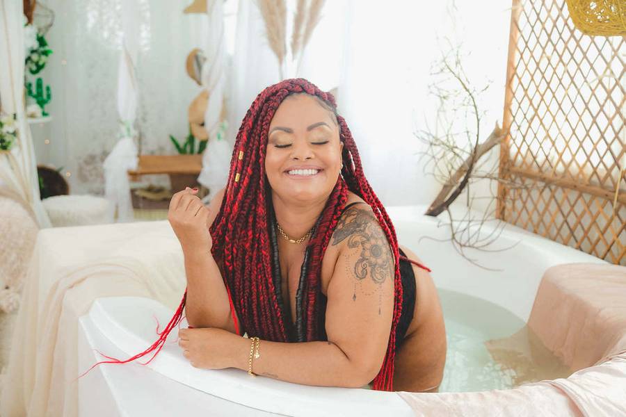 Sensual de Ensaio Feminino Banheira