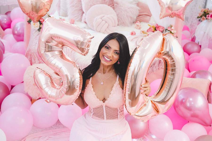 Aniversario de Ensaio aniversário Quarto Rosa