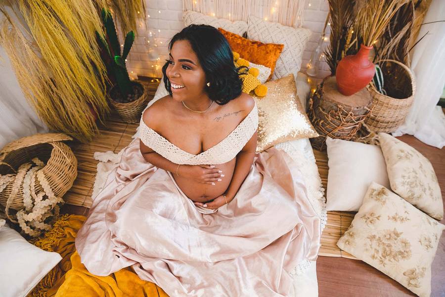 Gestante de Ensaio gestante Boho