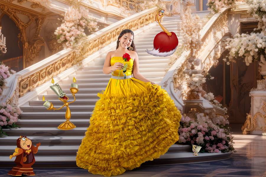 Fotografia Lúdica de Ensaio 15 anos inspirado na Bela e a Fera